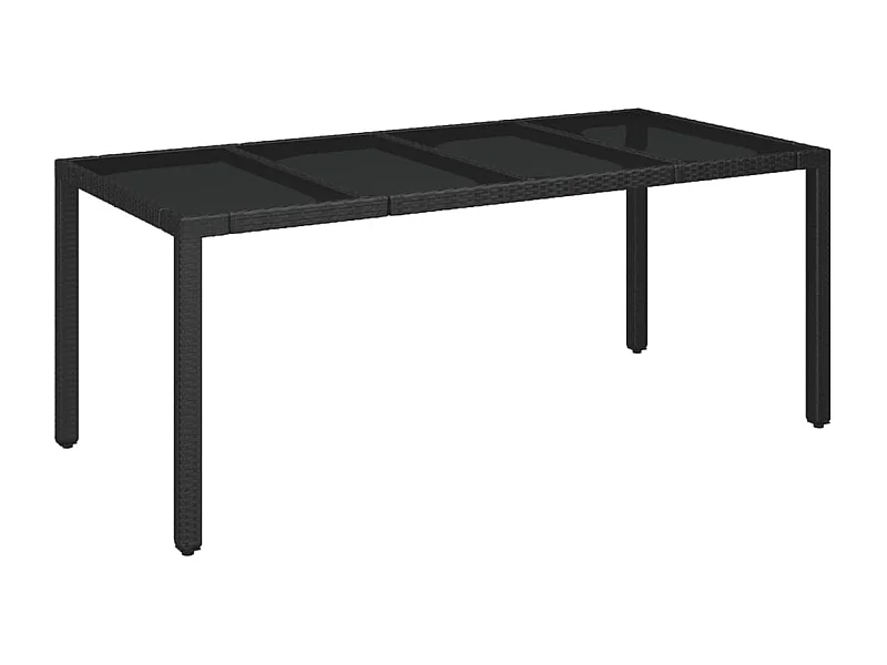 Table de jardin dessus en verre Noir 190x90x75 Résine tressée