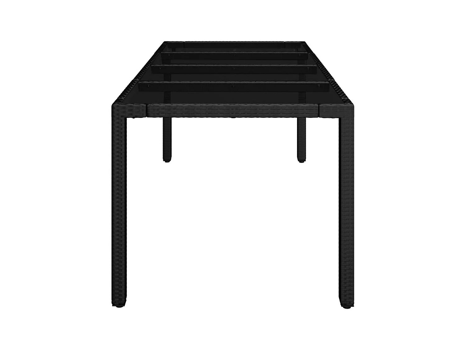 Table de jardin dessus en verre Noir 190x90x75 Résine tressée