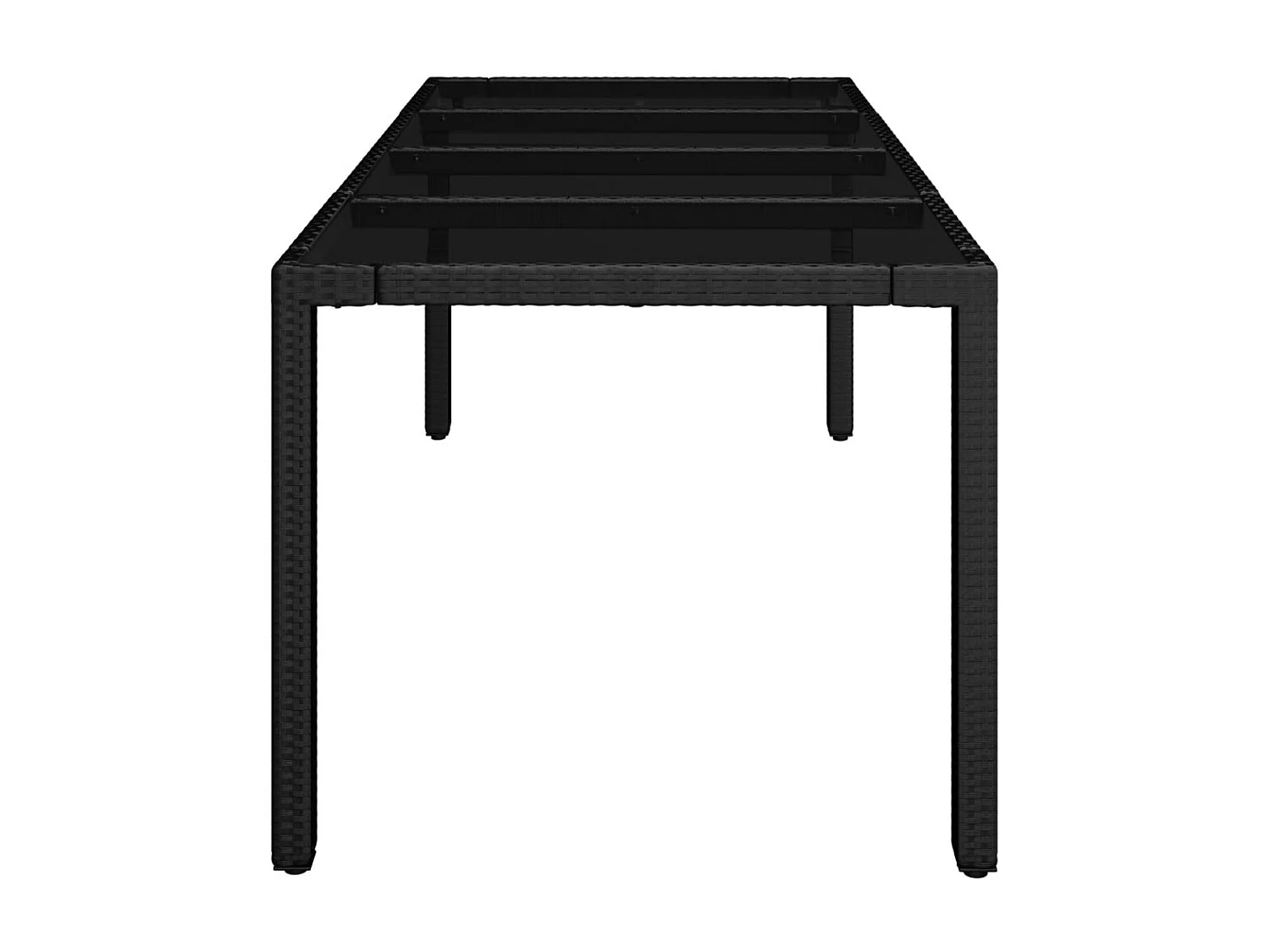 Table de jardin dessus en verre Noir 190x90x75 Résine tressée