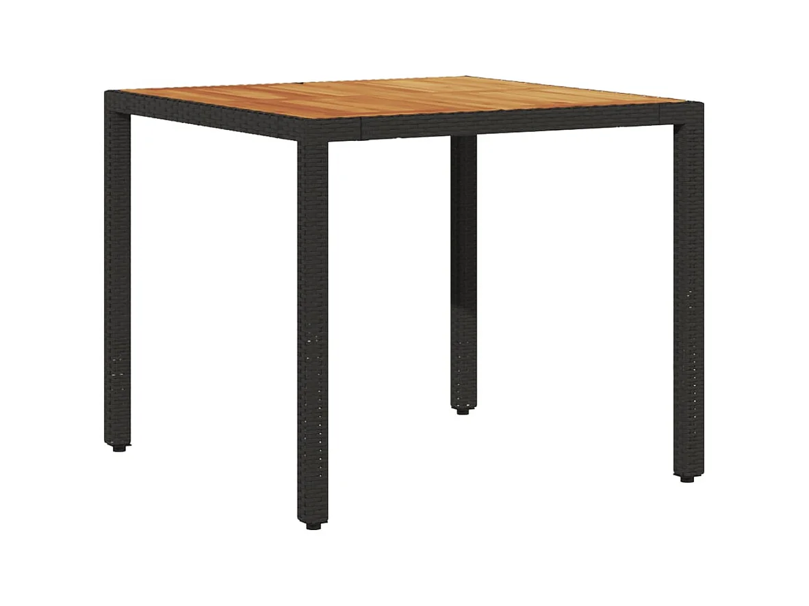Table de jardin et dessus en bois d'acacia noir résine tressée