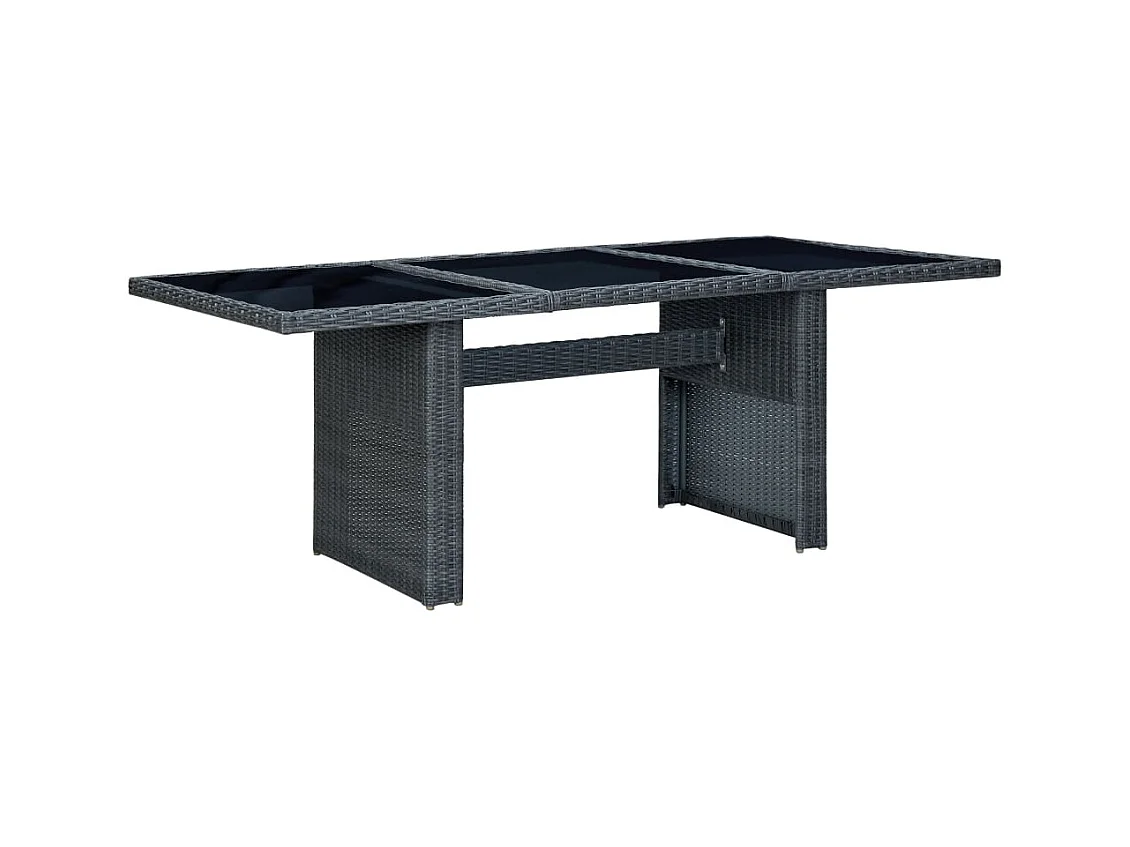 Table de jardin Gris foncé Résine tressée et verre trempé