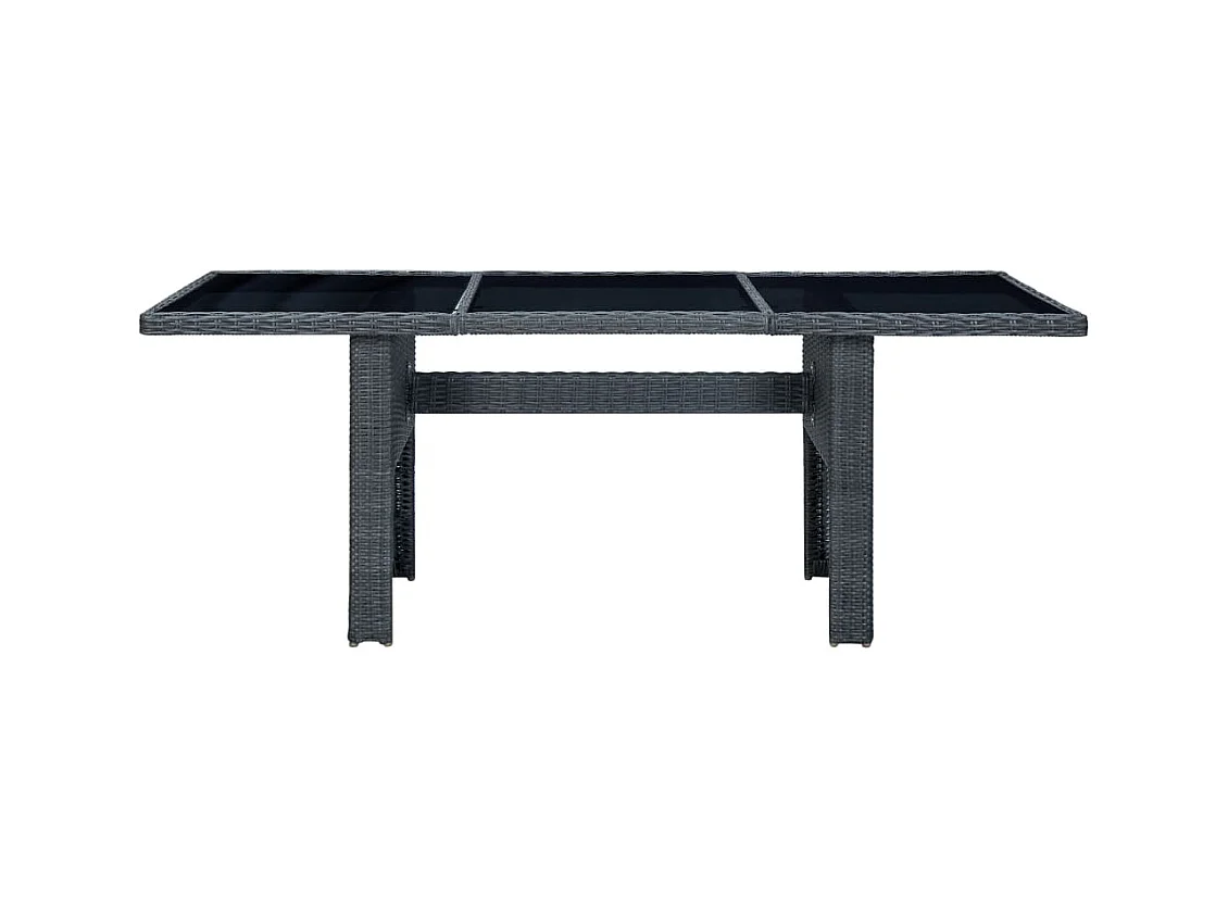 Table de jardin Gris foncé Résine tressée et verre trempé