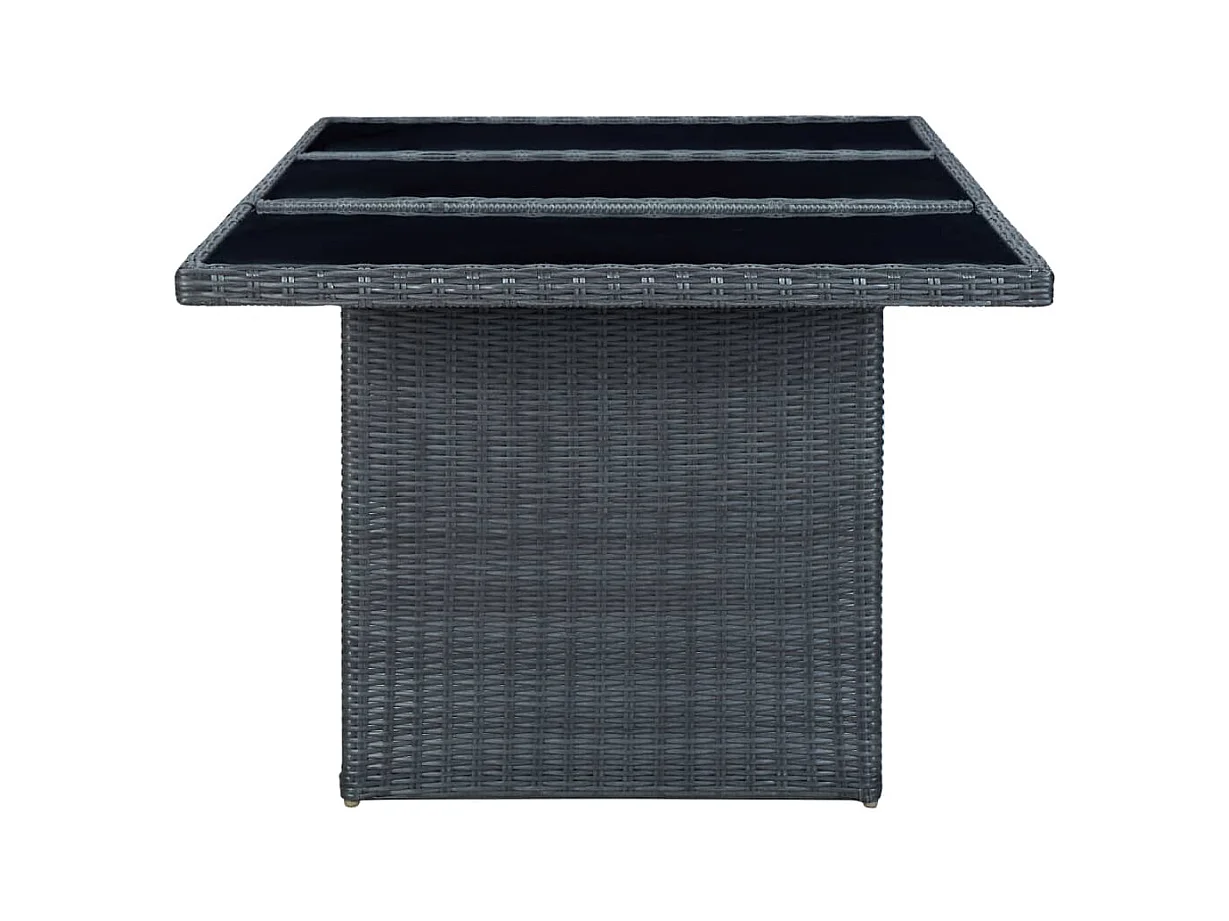 Table de jardin Gris foncé Résine tressée et verre trempé