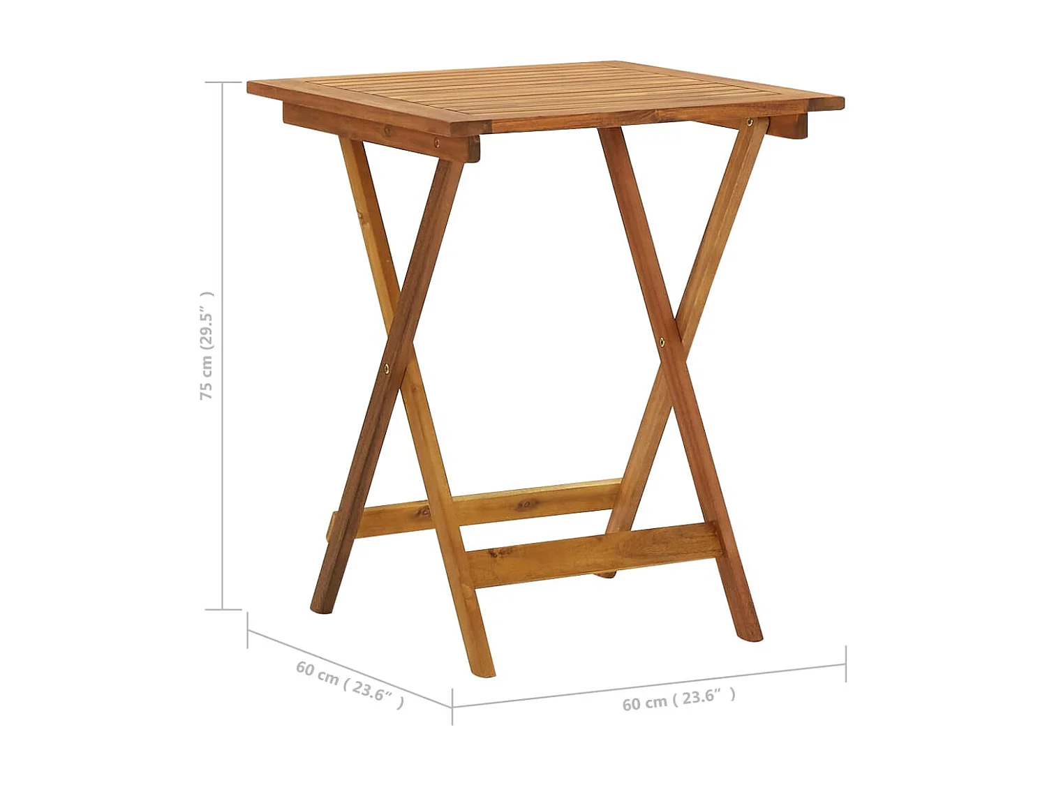 Table pliable de jardin 60x60x75 Bois d'acacia solide
