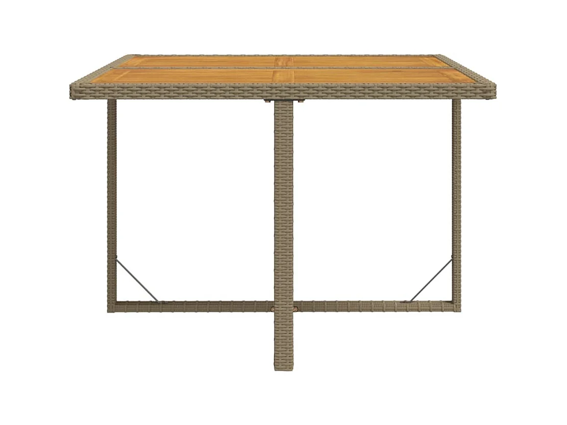Table de jardin Beige 109x107x74 Résine tressée bois massif