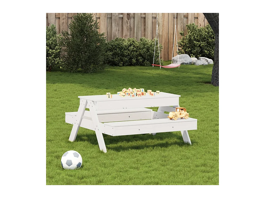 Table de pique-nique avec bac à sable pour enfants pin massif
