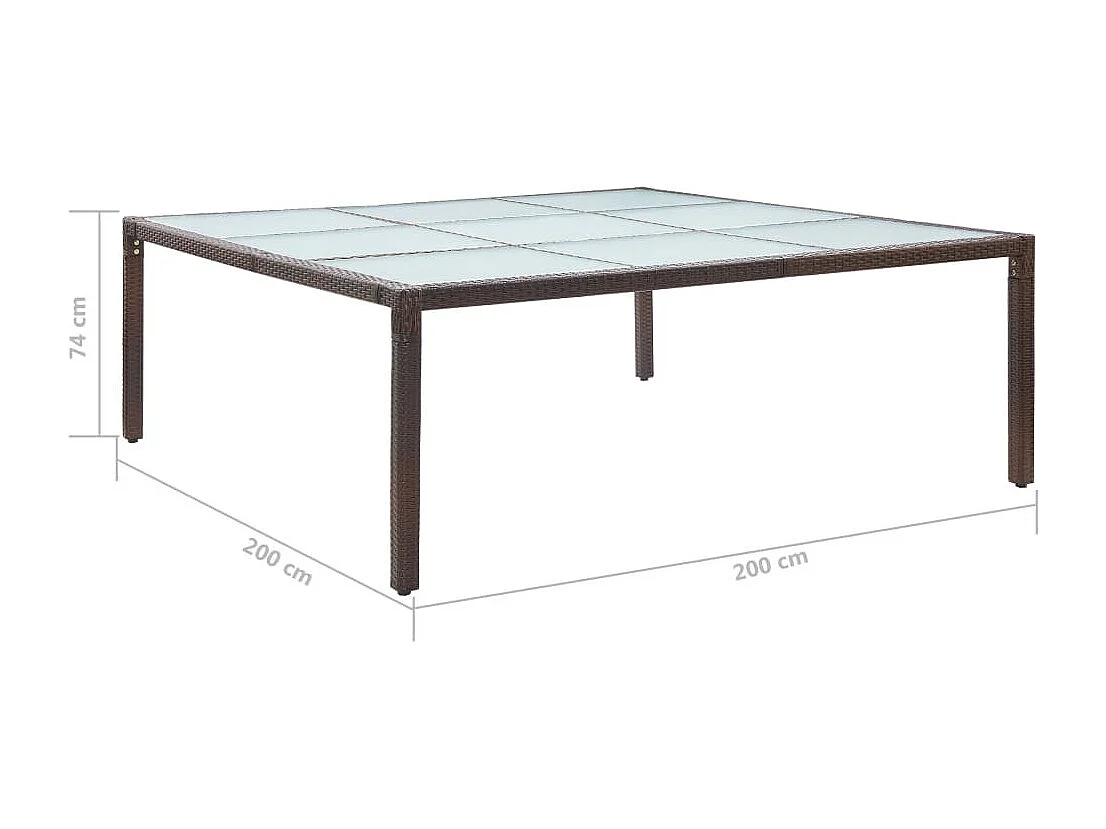 Table à dîner de jardin Marron 200x200x74 Résine tressée