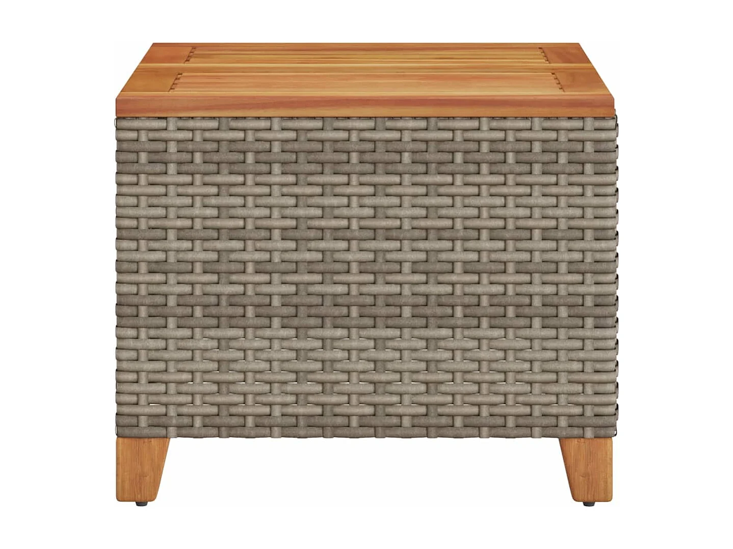 Table de jardin gris 45x45x37 résine tressée et bois acacia