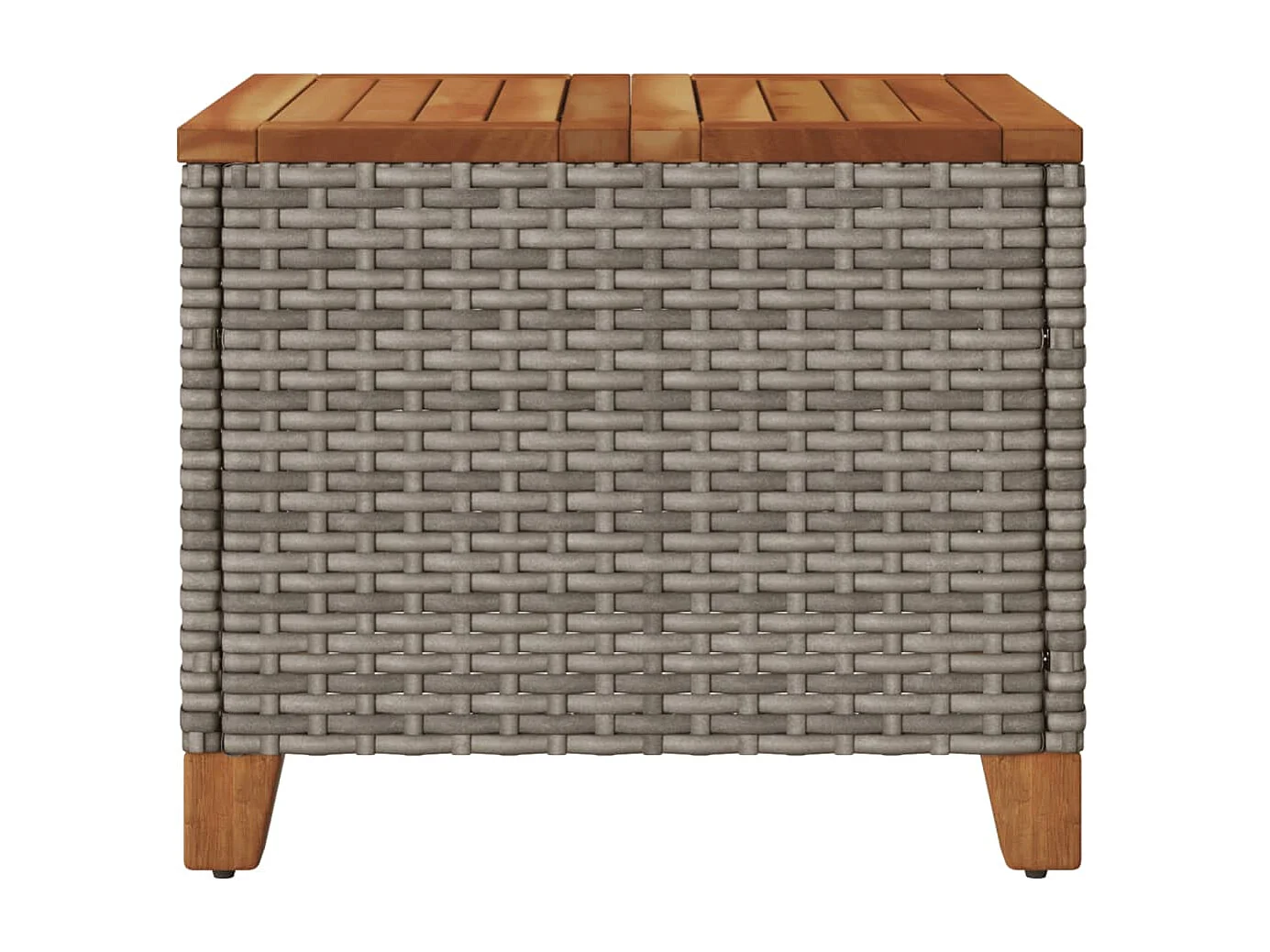 Table de jardin gris 45x45x37 résine tressée et bois acacia