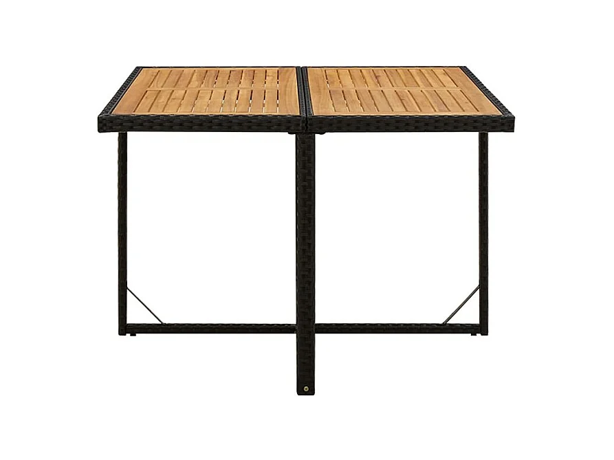 Table de jardin Noir 109x107x74 Résine tressée bois massif