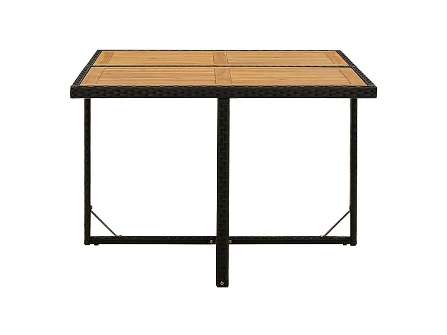 Table de jardin Noir 109x107x74 Résine tressée bois massif