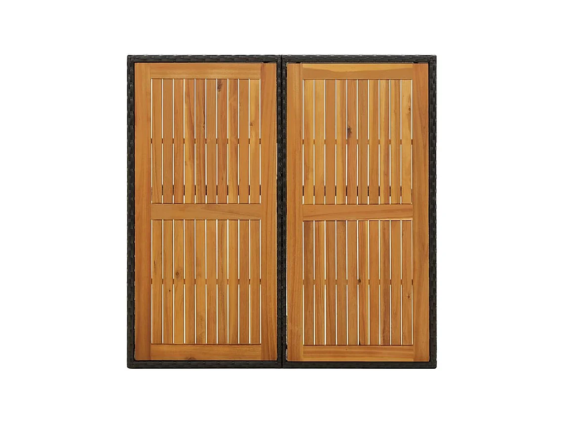 Table de jardin Noir 109x107x74 Résine tressée bois massif