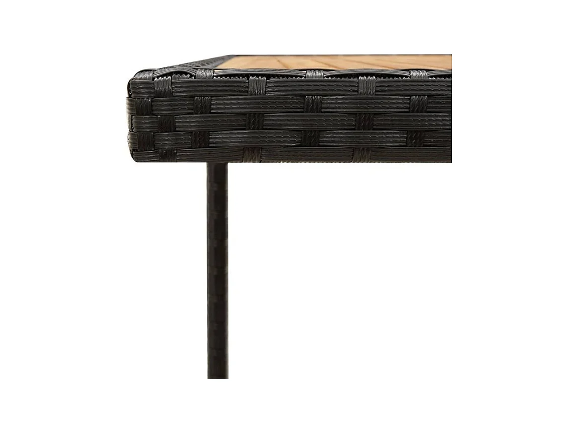 Table de jardin Noir 109x107x74 Résine tressée bois massif