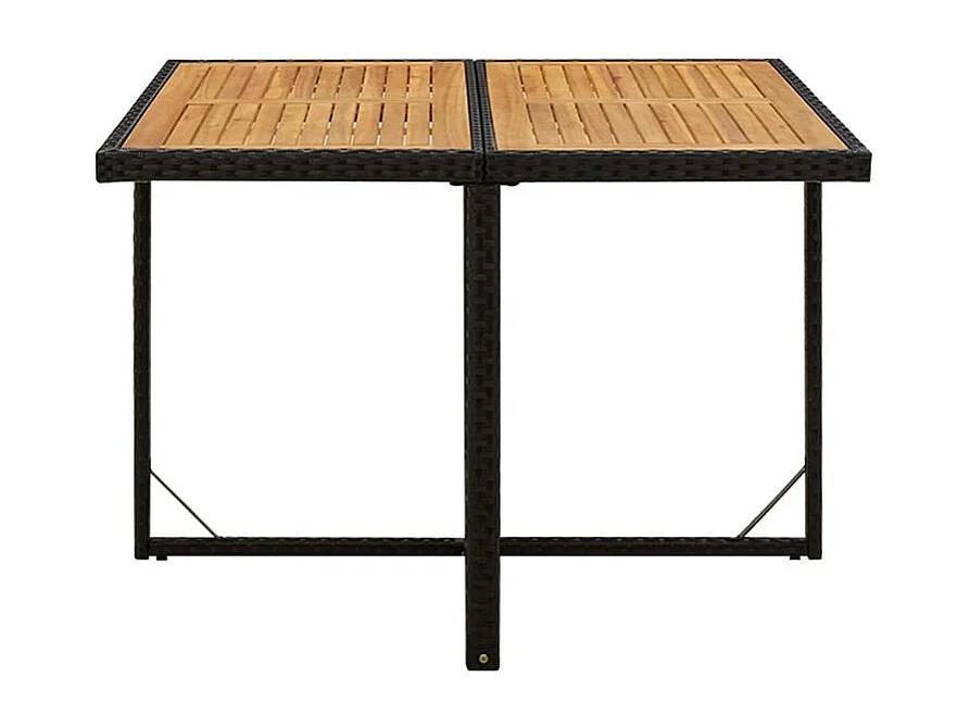 Table de jardin Noir 109x107x74 Résine tressée bois massif