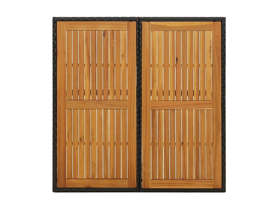 Table de jardin Noir 109x107x74 Résine tressée bois massif