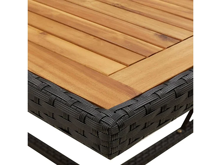 Table de jardin Noir 109x107x74 Résine tressée bois massif