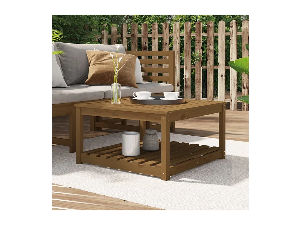 Table de jardin marron miel 82,5x82,5x45 bois massif de pin