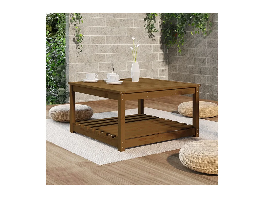 Table de jardin marron miel 82,5x82,5x45 bois massif de pin