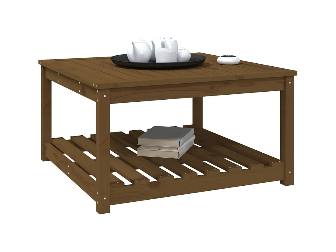 Table de jardin marron miel 82,5x82,5x45 bois massif de pin