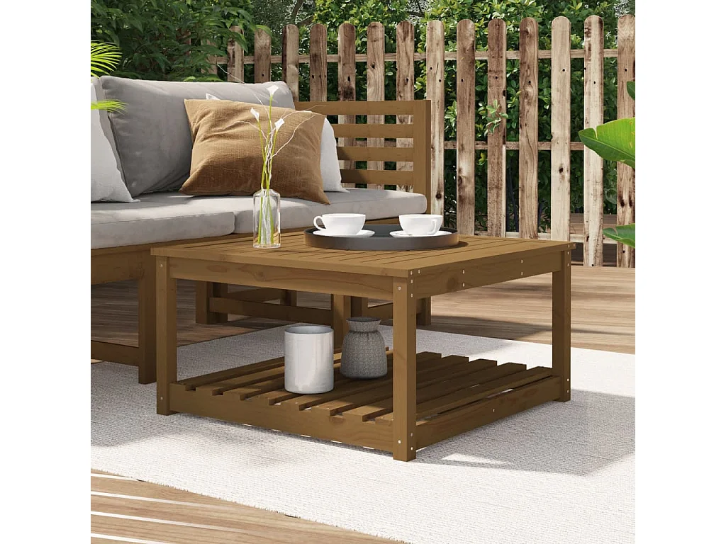 Table de jardin marron miel 82,5x82,5x45 bois massif de pin