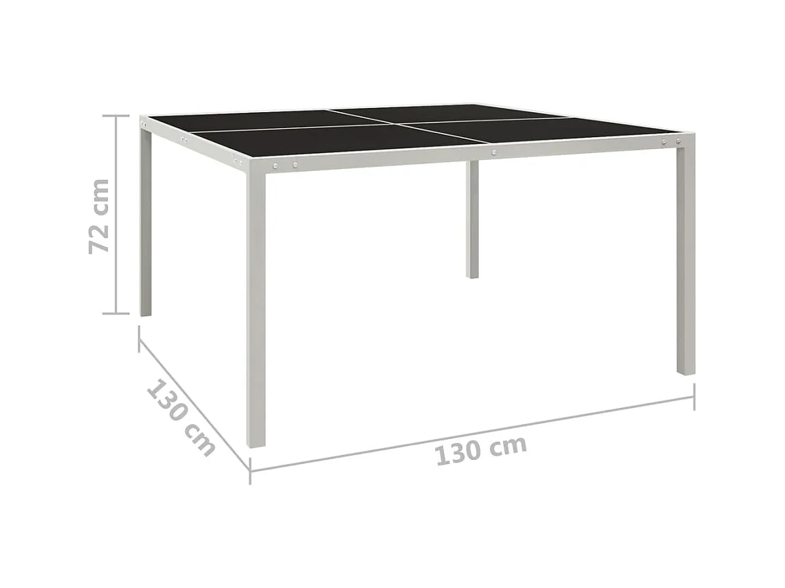 Table de jardin 130x130x72 Gris Acier et verre