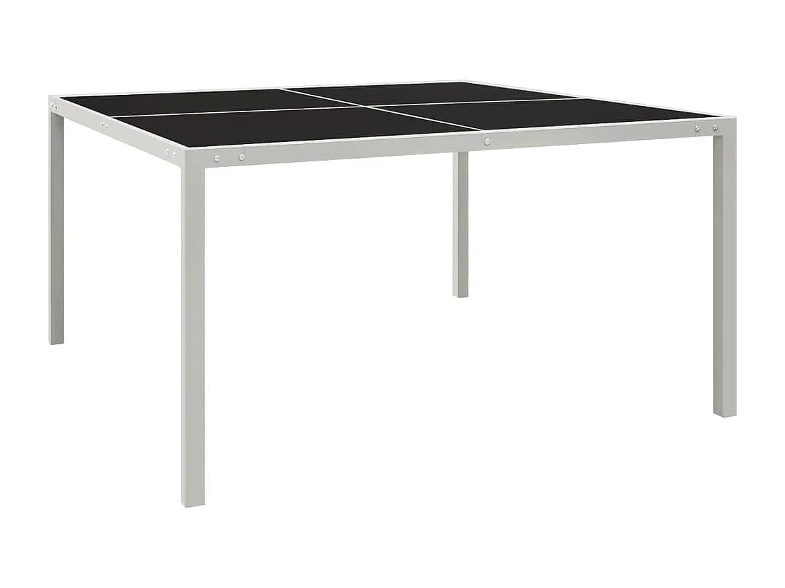 Table de jardin 130x130x72 Gris Acier et verre