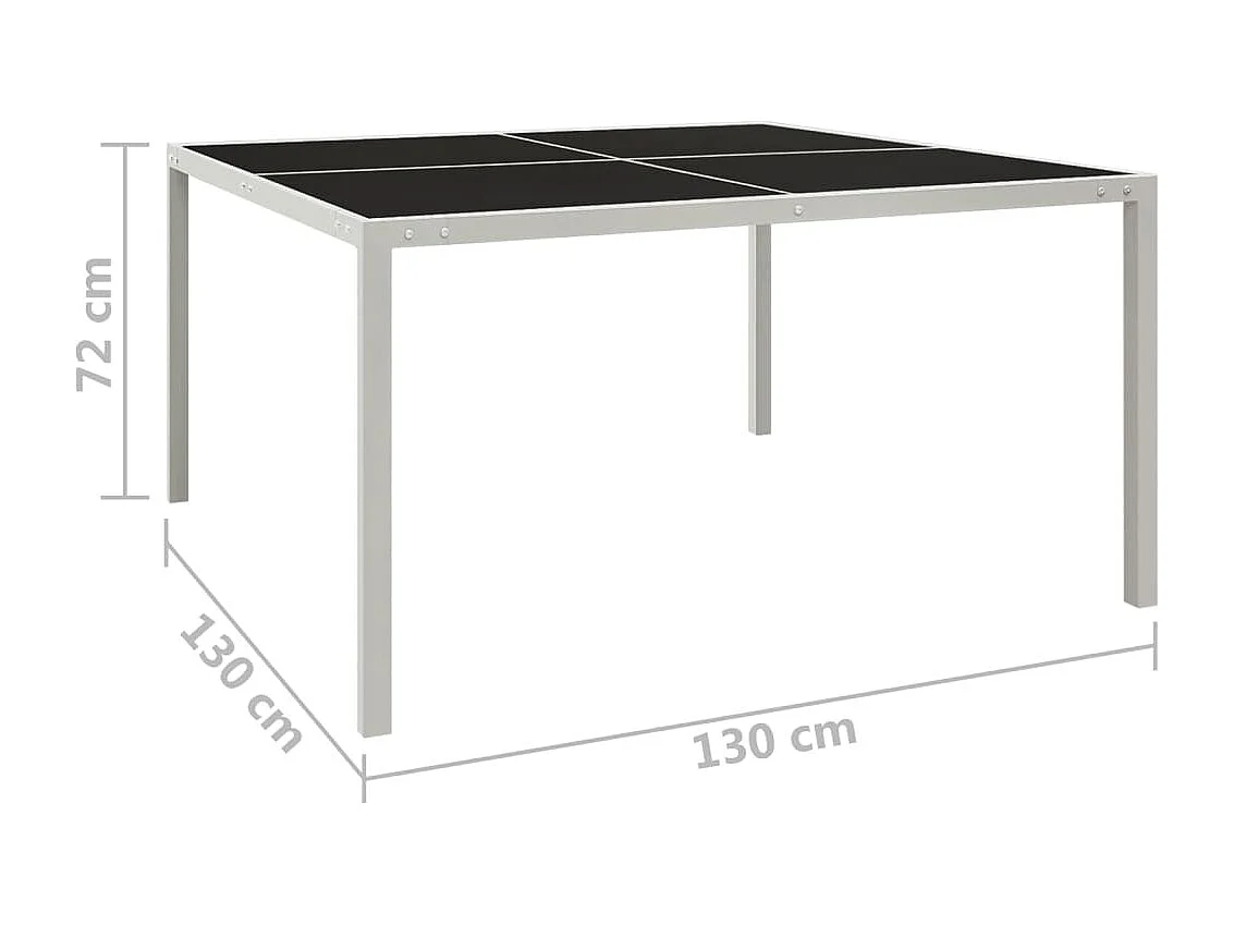Table de jardin 130x130x72 Gris Acier et verre