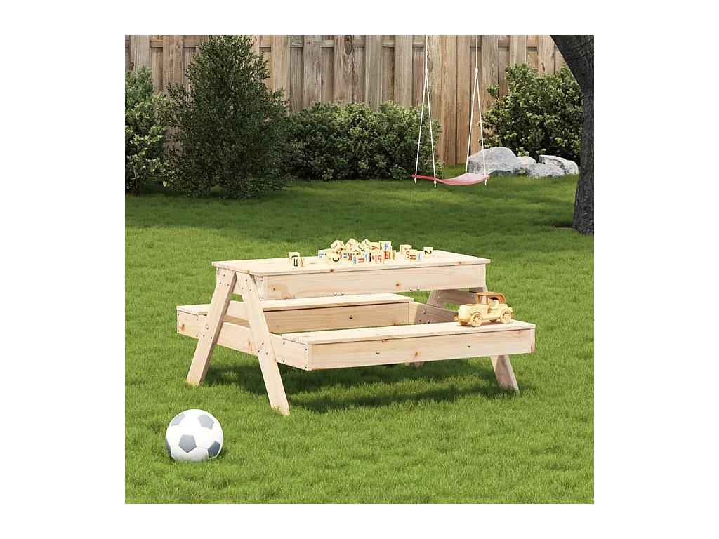 Table de pique-nique avec bac à sable pour enfants pin massif