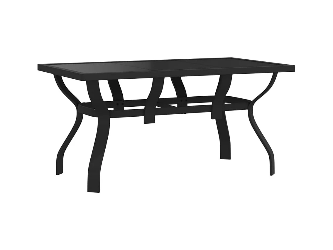 Table de jardin Noir 140x70x70 Acier et verre