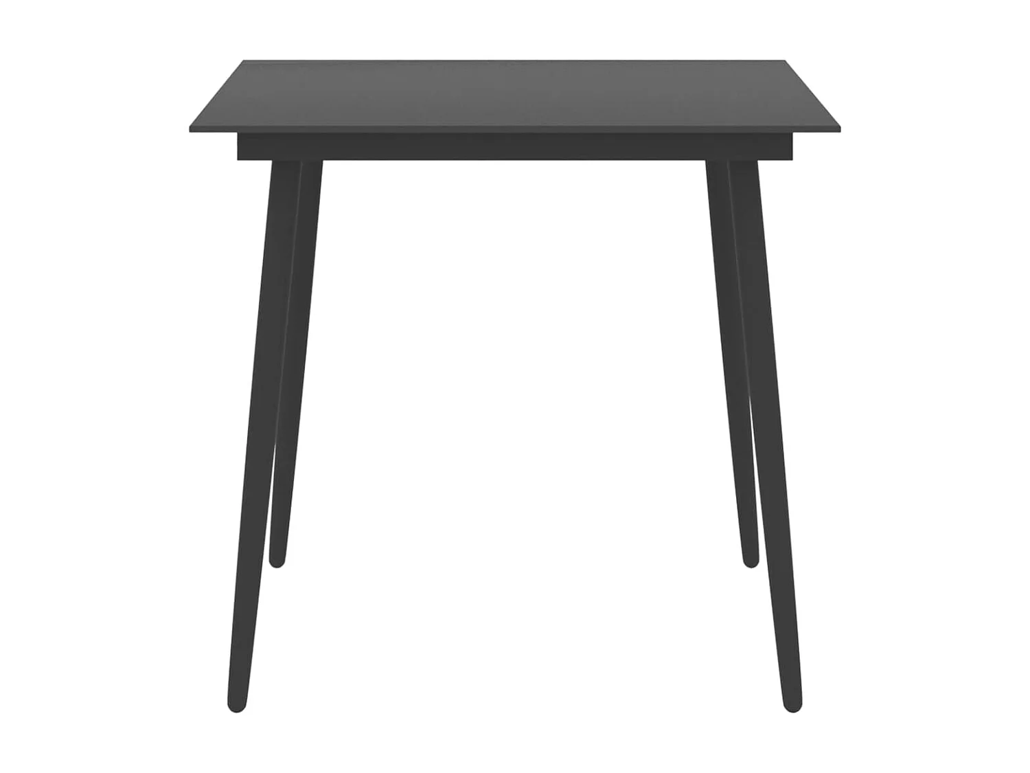 Table à dîner de jardin Noir 80x80x74 Acier et verre 4
