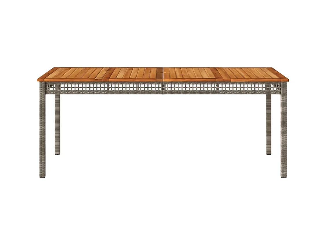 Table de jardin gris 180x90x75 résine tressée et bois acacia