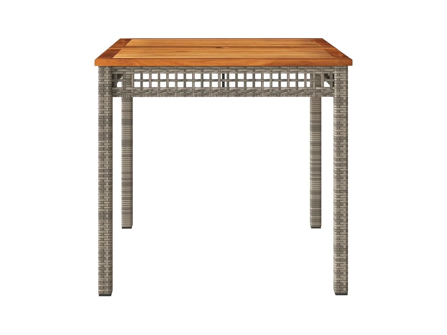 Table de jardin gris 80x80x74 résine tressée et bois acacia