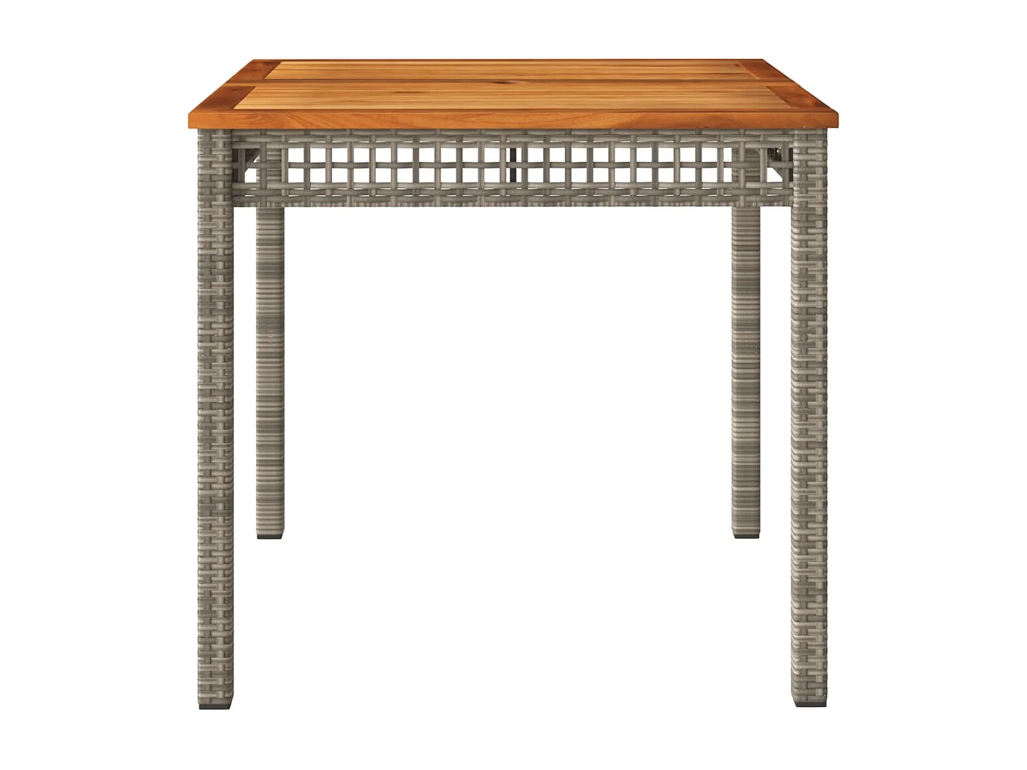 Table de jardin gris 80x80x74 résine tressée et bois acacia