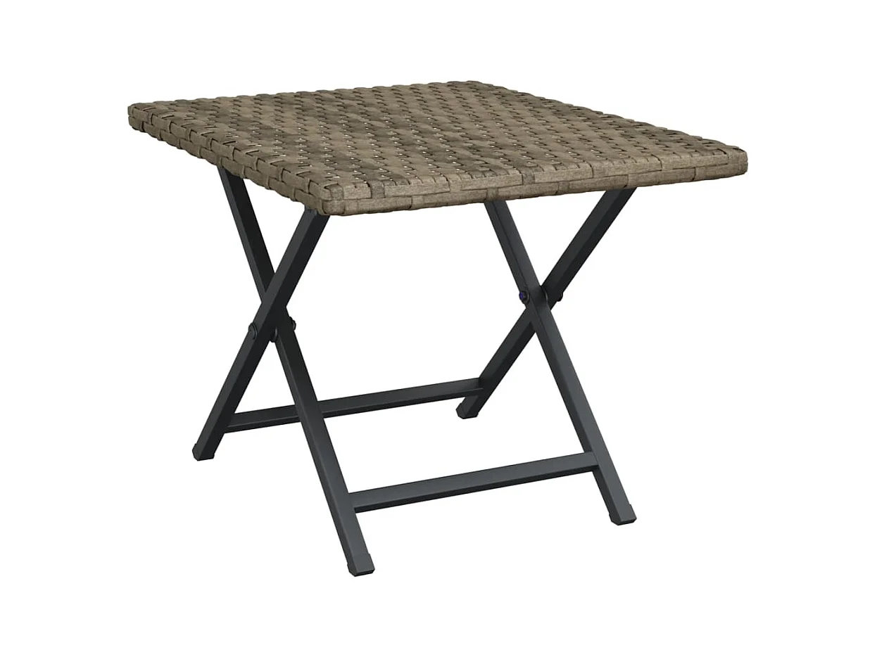 Table pliable gris 45x35x32 résine tressée
