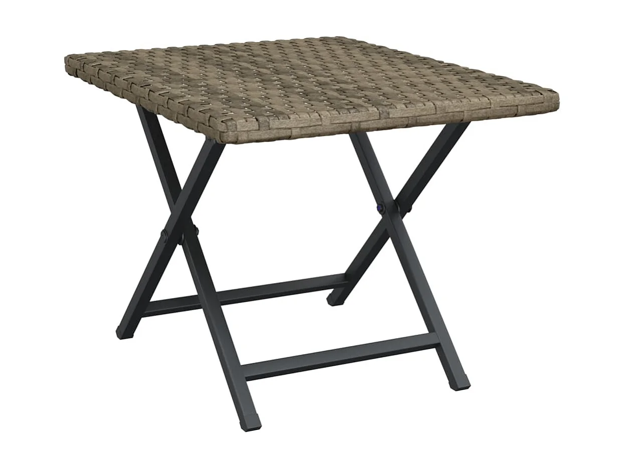 Table pliable gris 45x35x32 résine tressée