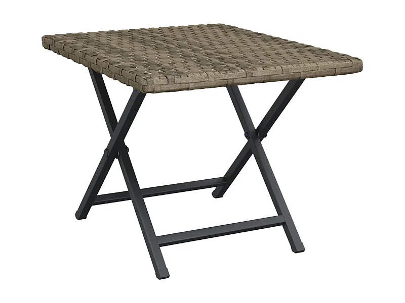 Table pliable gris 45x35x32 résine tressée