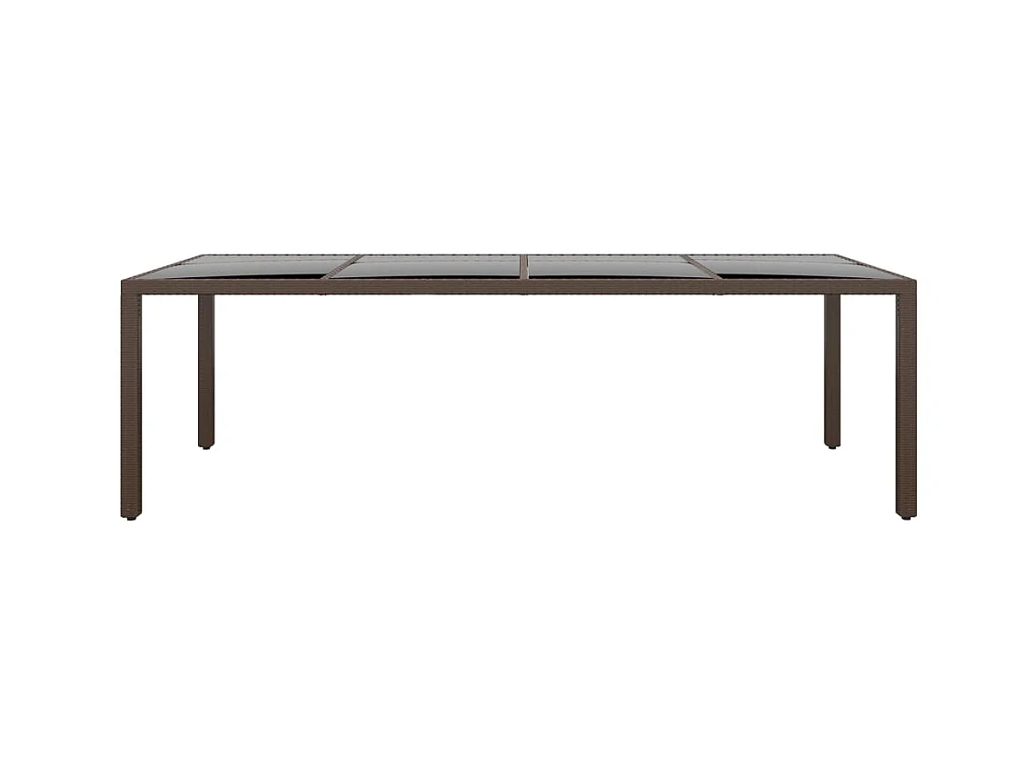 Table de jardin avec dessus en verre marron résine tressée