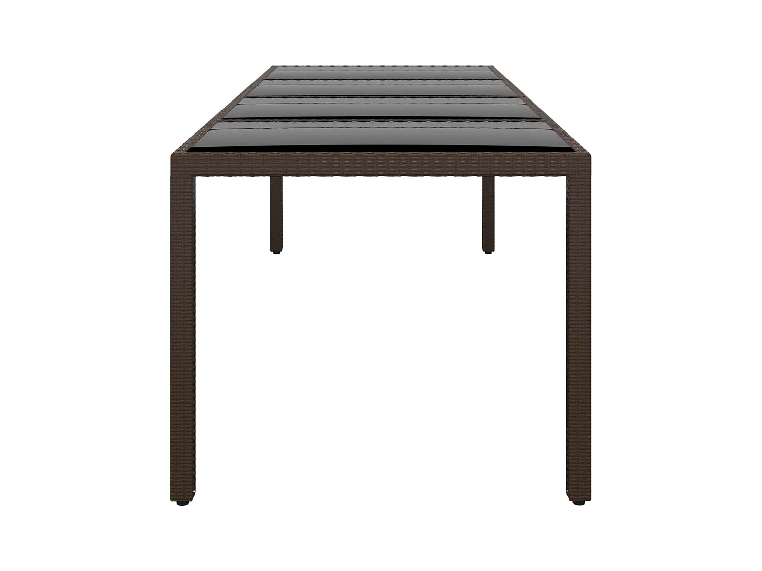 Table de jardin avec dessus en verre marron résine tressée