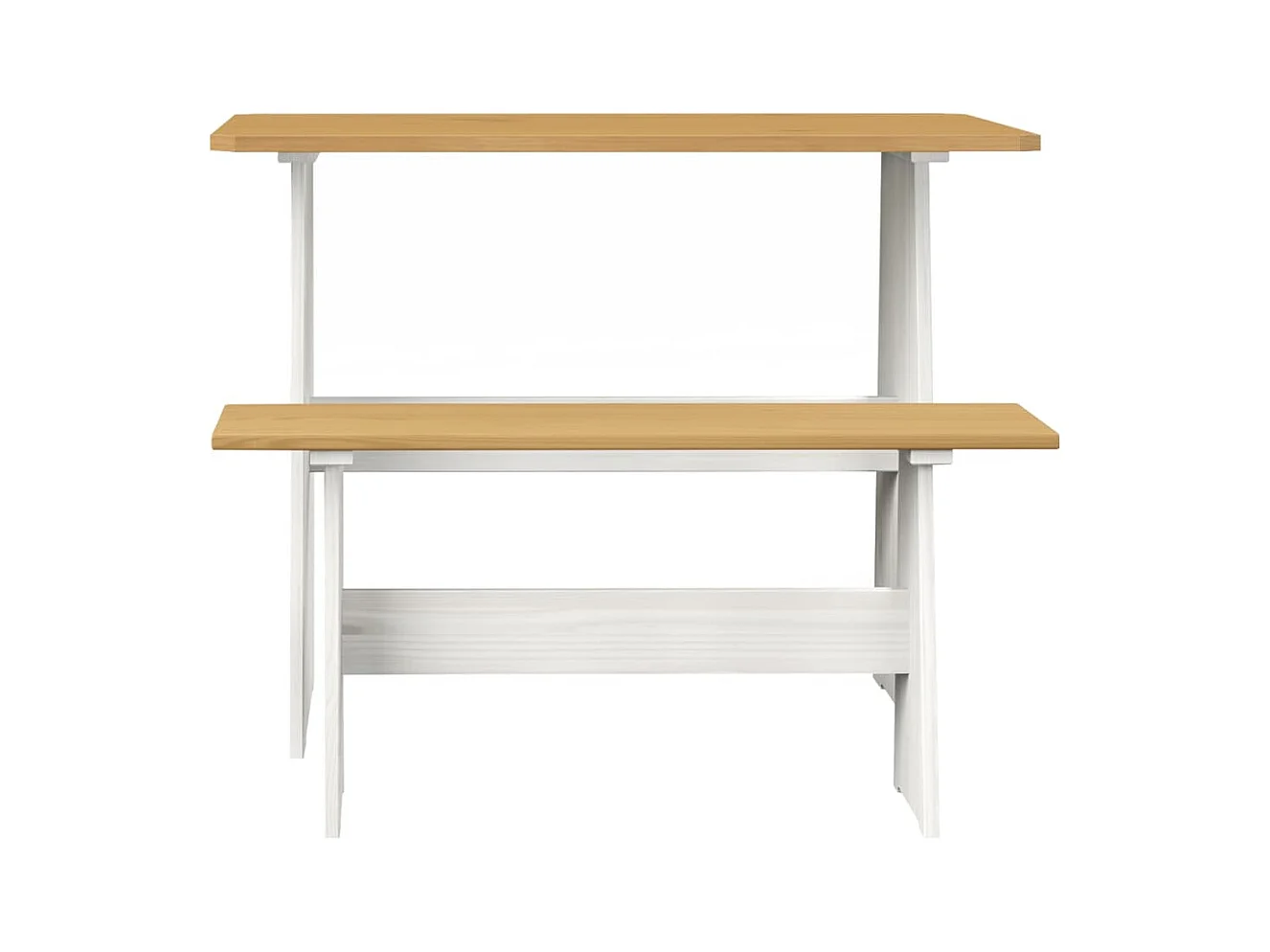 Table à manger avec banc Marron miel et blanc Pin solide