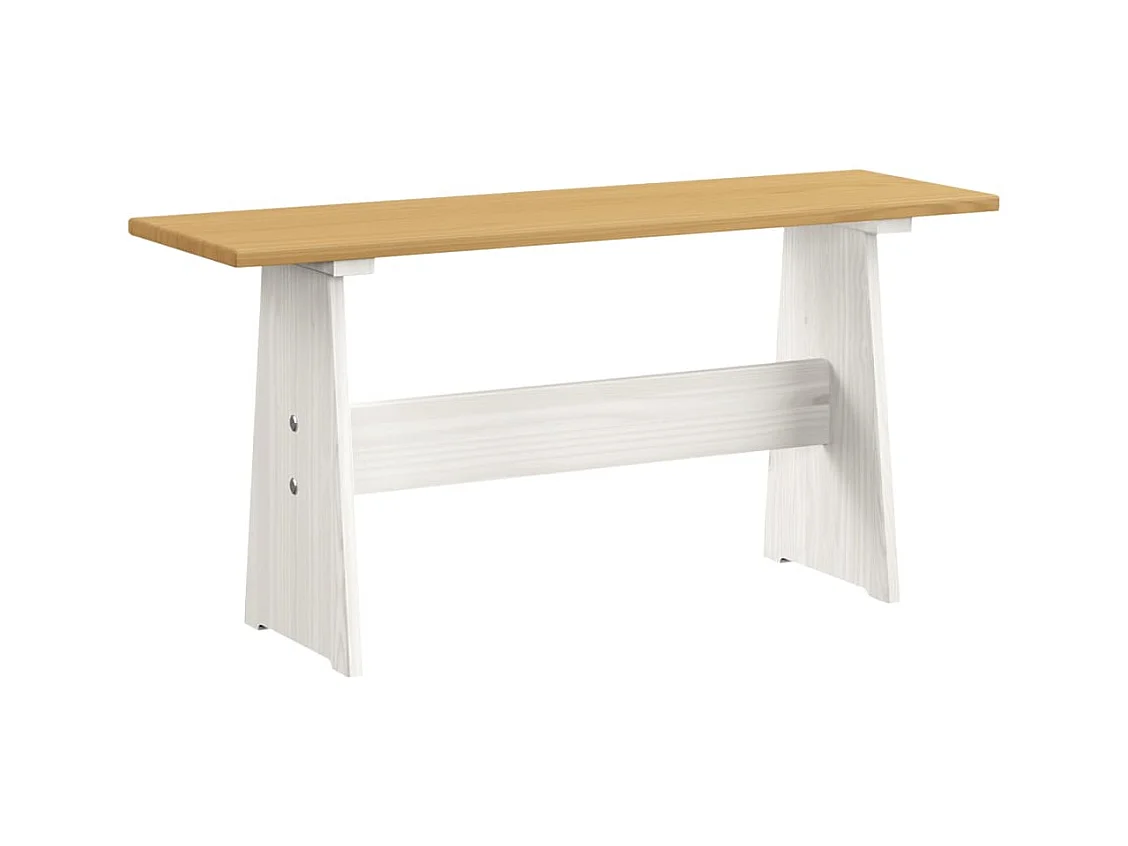 Table à manger avec banc Marron miel et blanc Pin solide