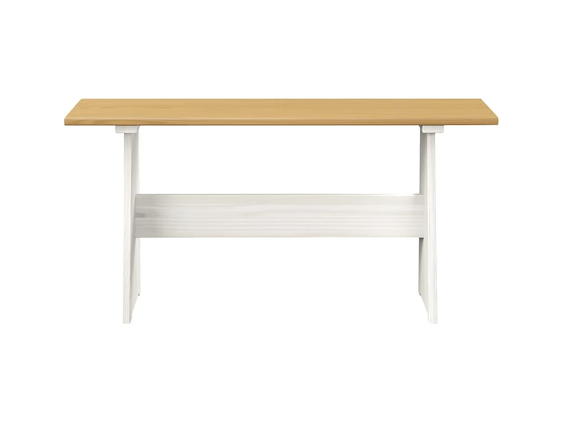 Table à manger avec banc Marron miel et blanc Pin solide