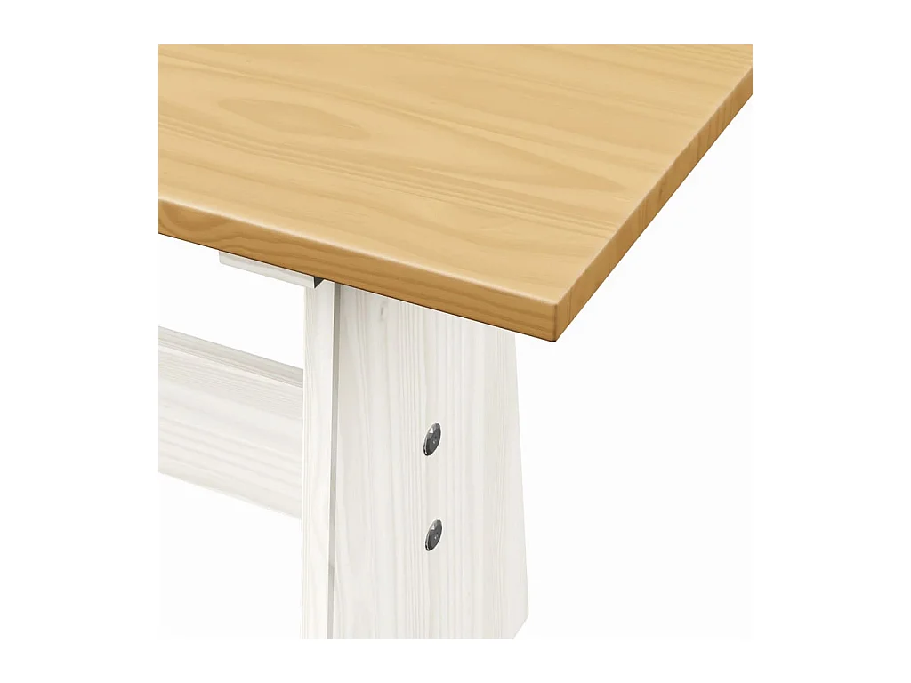 Table à manger avec banc Marron miel et blanc Pin solide