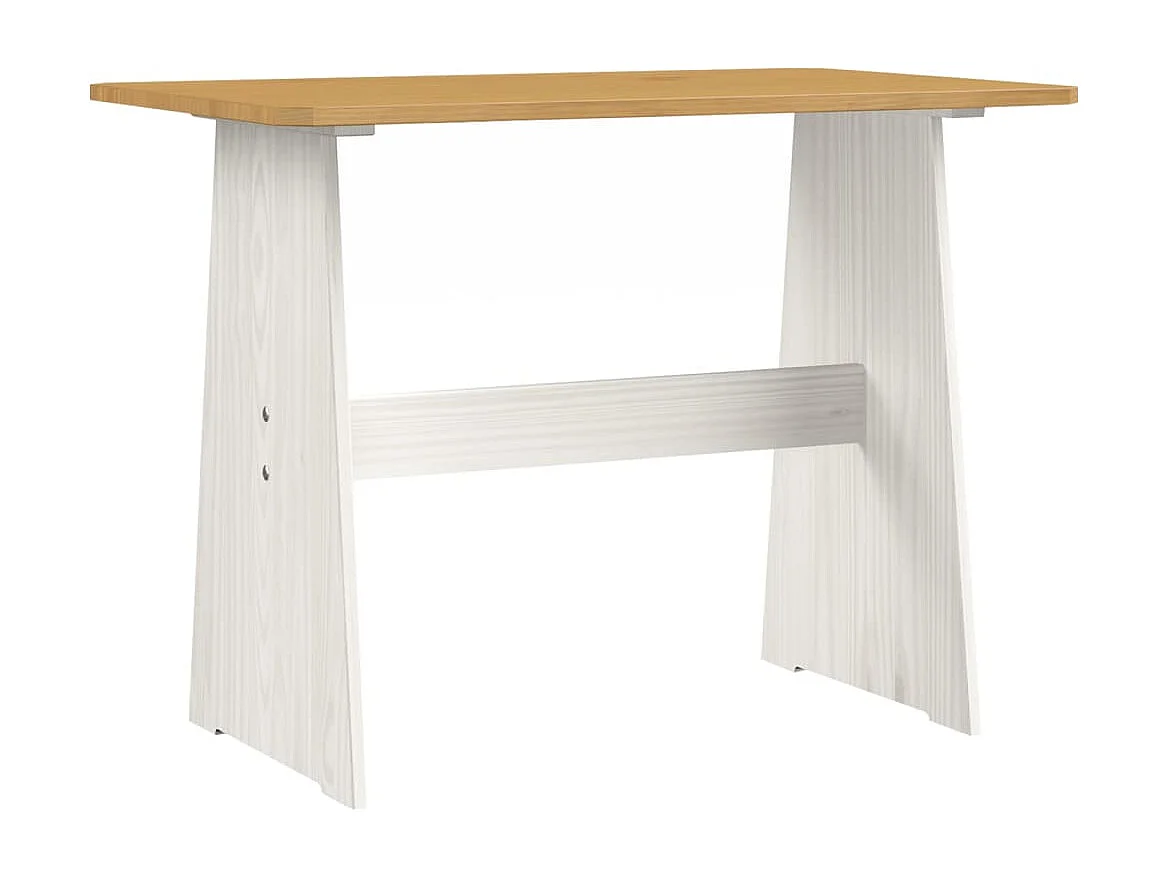 Table à manger avec banc Marron miel et blanc Pin solide