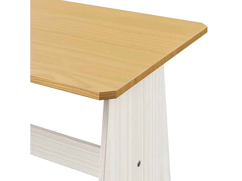 Table à manger avec banc Marron miel et blanc Pin solide