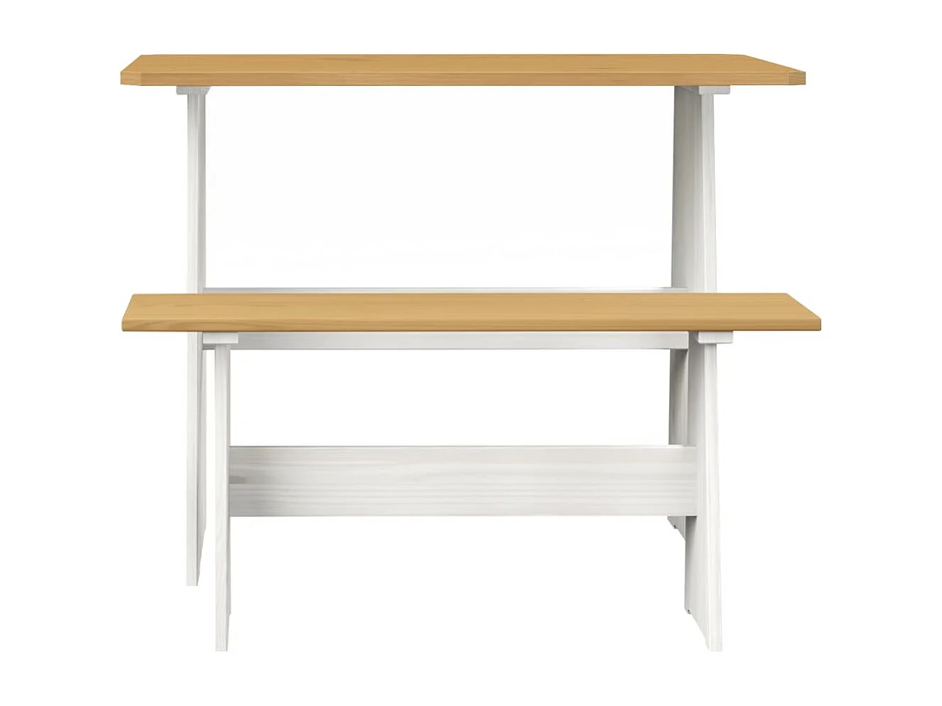Table à manger avec banc Marron miel et blanc Pin solide