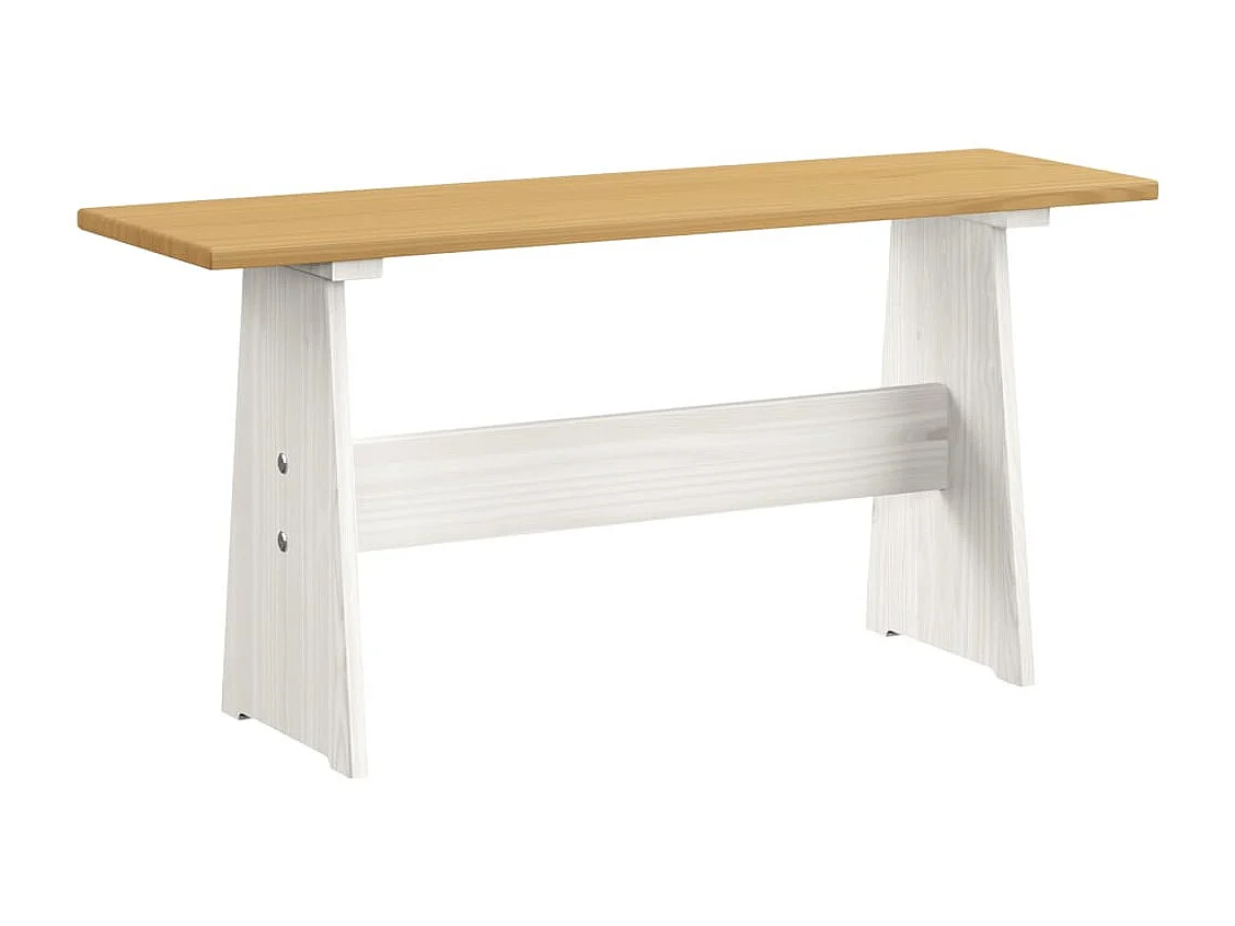 Table à manger avec banc Marron miel et blanc Pin solide