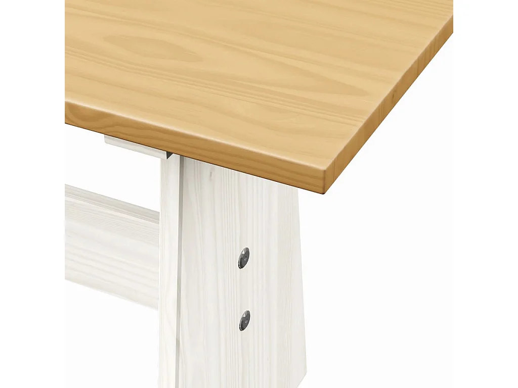 Table à manger avec banc Marron miel et blanc Pin solide