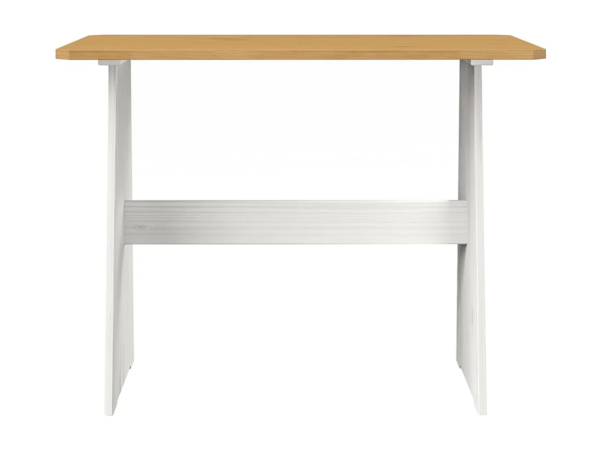 Table à manger avec banc Marron miel et blanc Pin solide