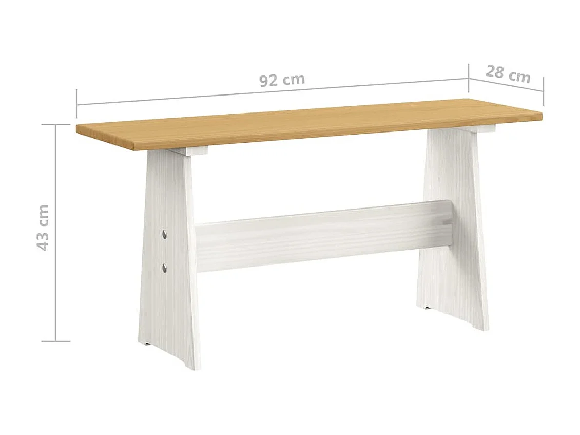 Table à manger avec banc Marron miel et blanc Pin solide