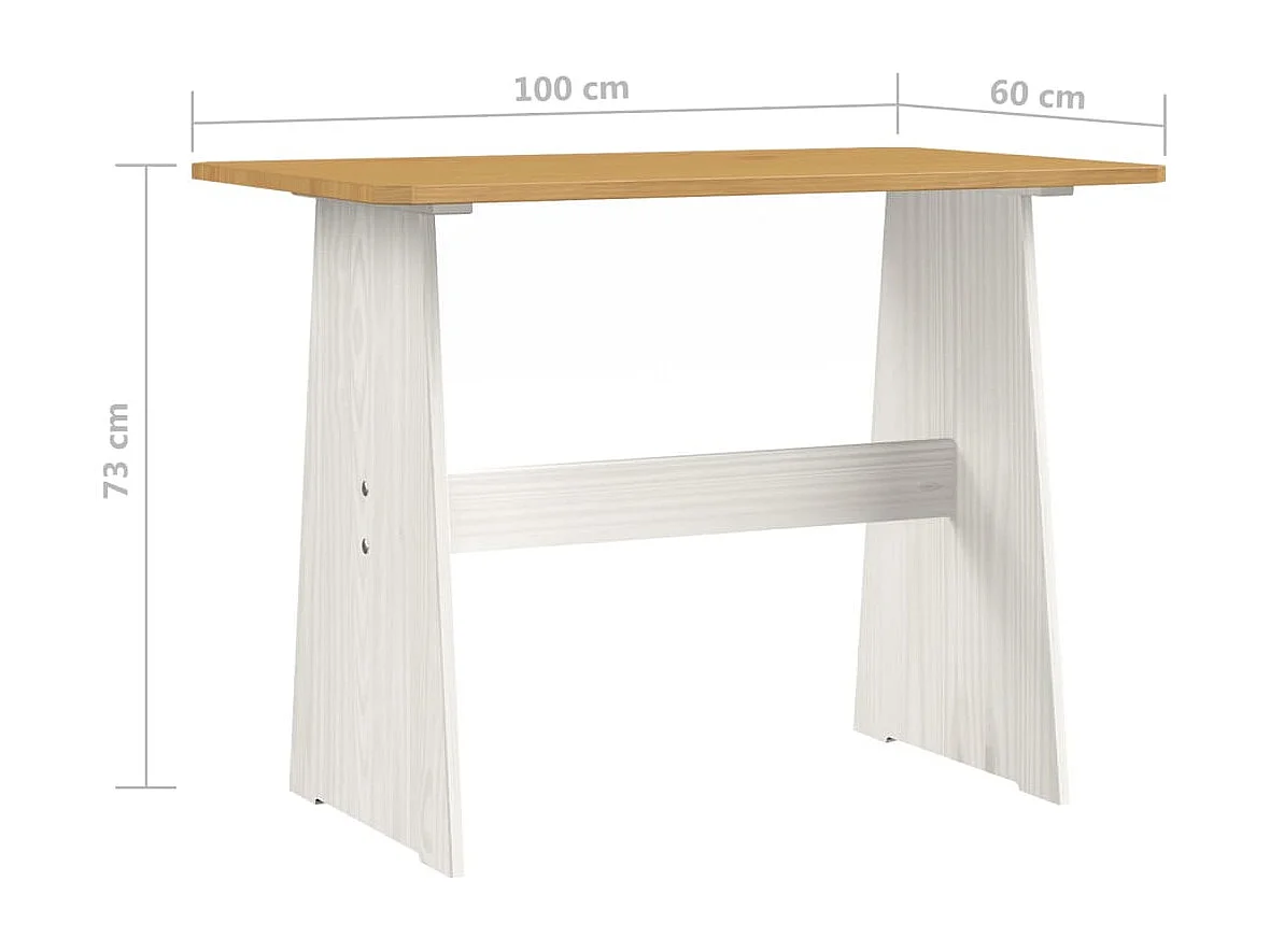Table à manger avec banc Marron miel et blanc Pin solide